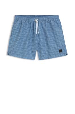 Micro-print swim shorts with logo badge 1