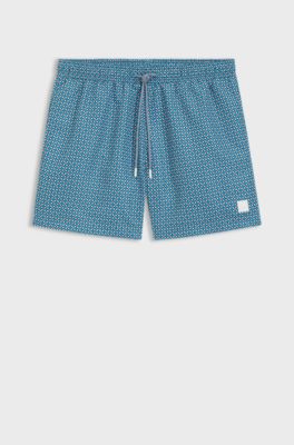 Badeshorts aus schnell trocknendem Gewebe mit Mikro-Print, Hellblau