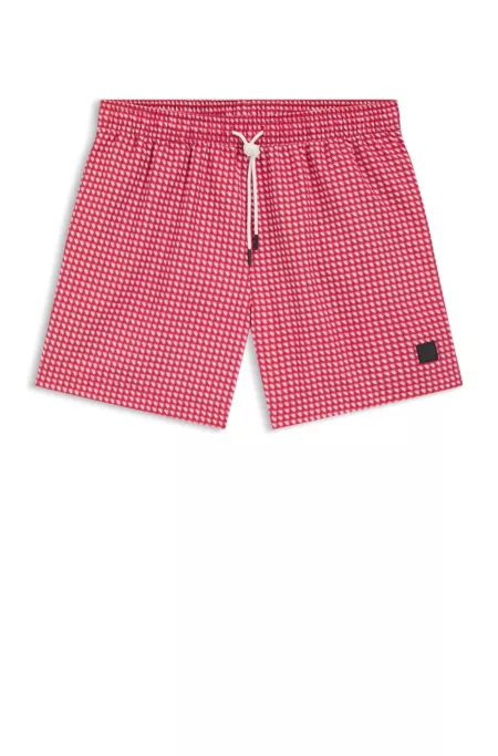 Badeshorts mit feinem Print und Logo-Badge