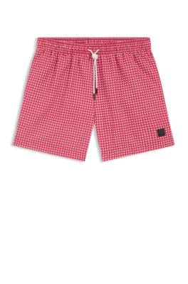 Micro-print swim shorts with logo badge 1