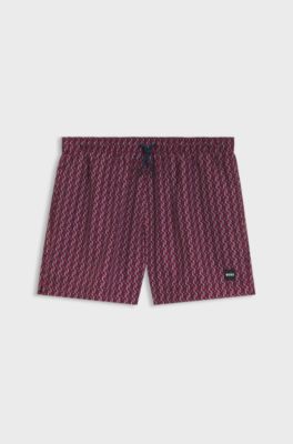 Printed swim shorts, Red Patterned