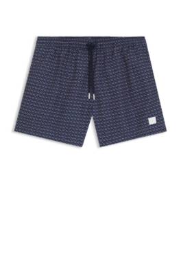 Micro-print swim shorts with logo badge 1