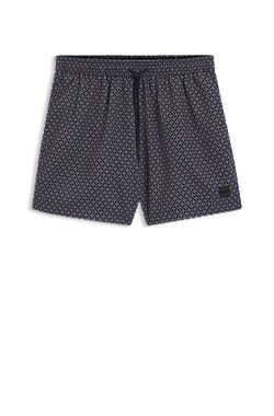 Micro-print swim shorts with logo badge