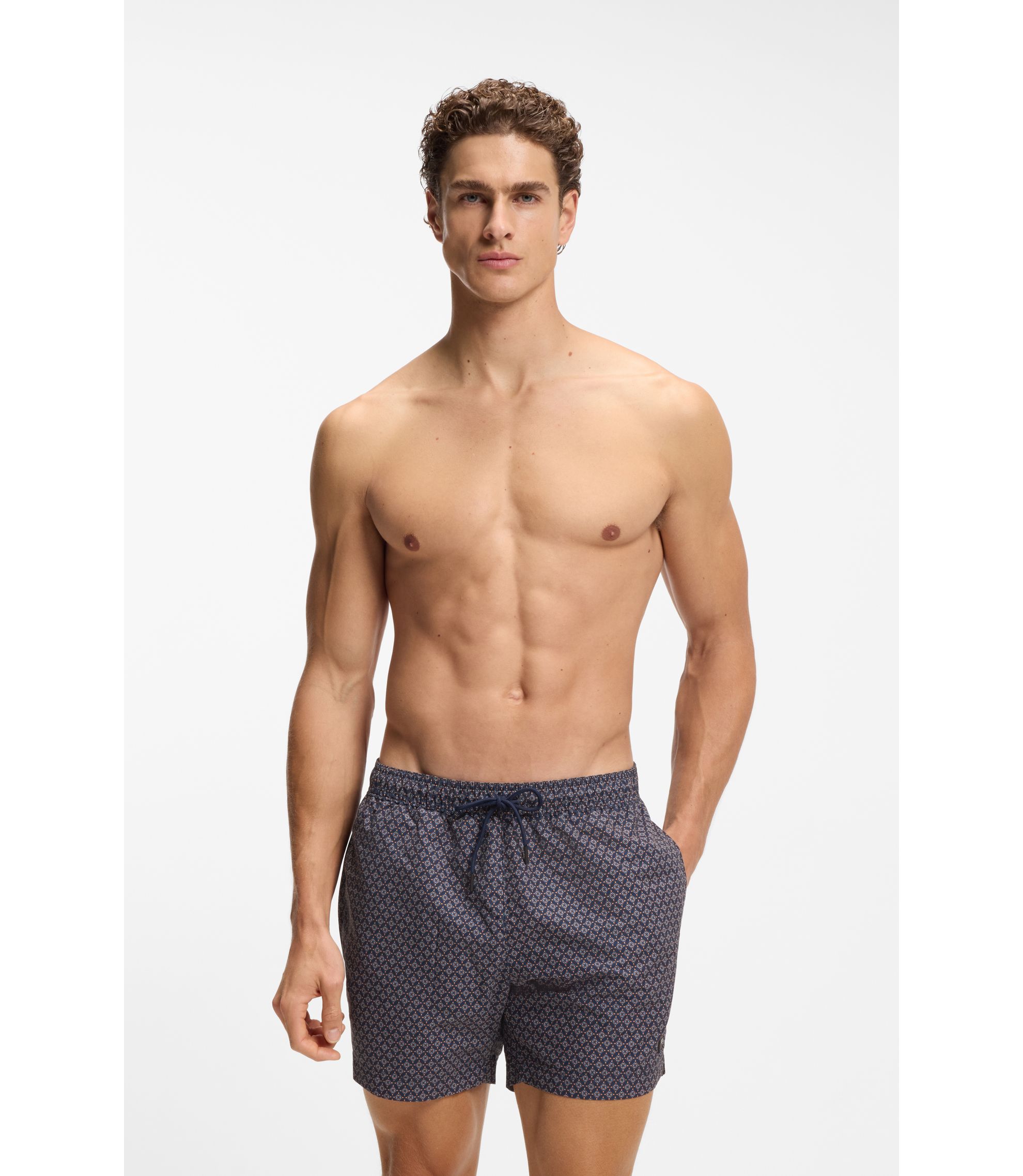 Badeshorts aus schnell trocknendem Gewebe mit Mikro-Print