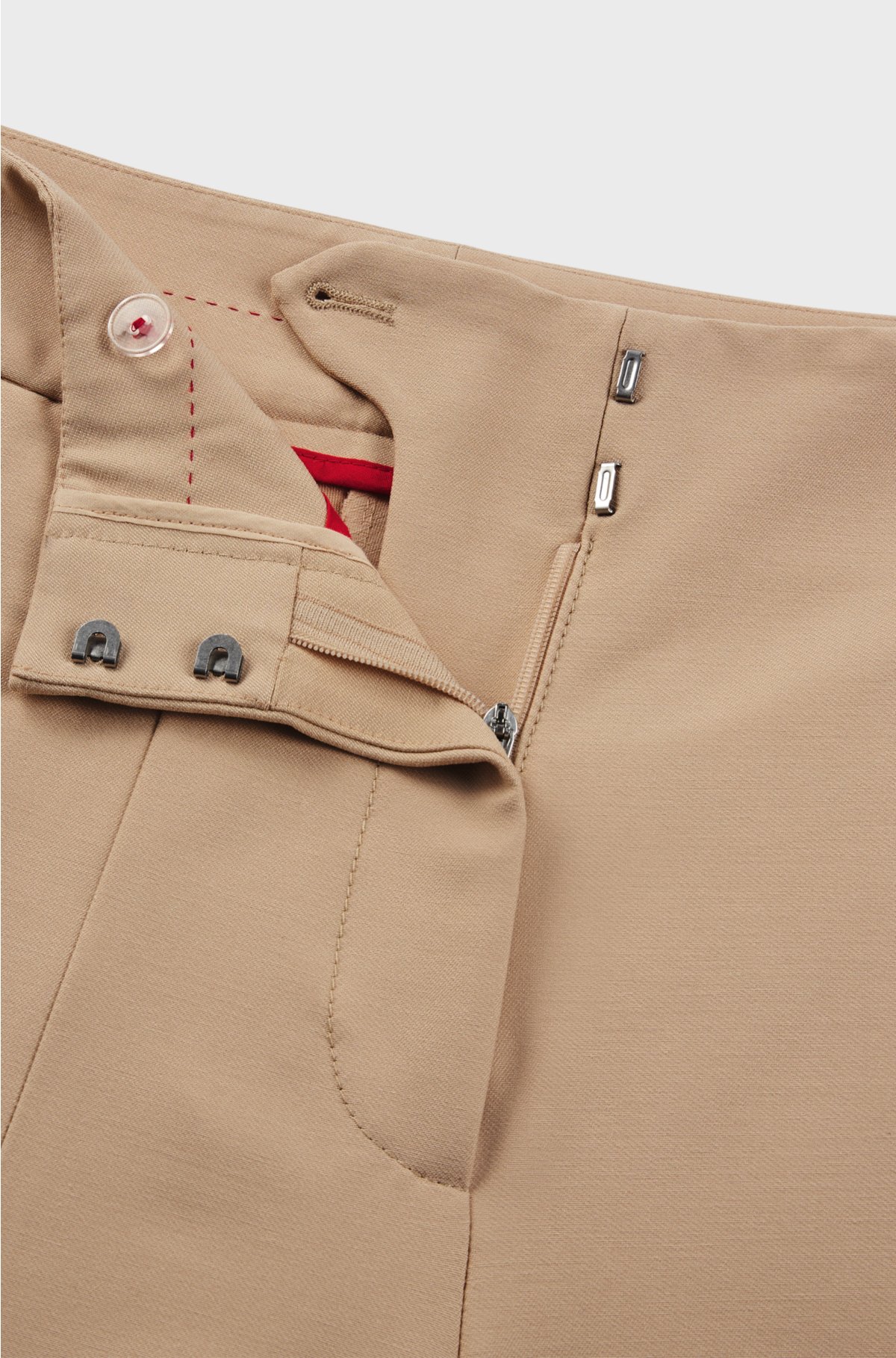 Regular-fit cargo trousers with wide leg, Light Beige