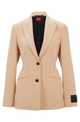 Hugo Sharp-fit Jacket With Two-button Closure In Neutral