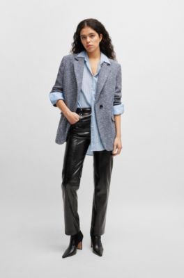 Relaxed-fit blouse in striped cotton canvas, Light Blue