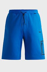 Cotton-blend shorts with decorative reflective logo, Light Blue