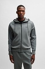 Cotton-blend zip-up hoodie with decorative reflective logo, Grey