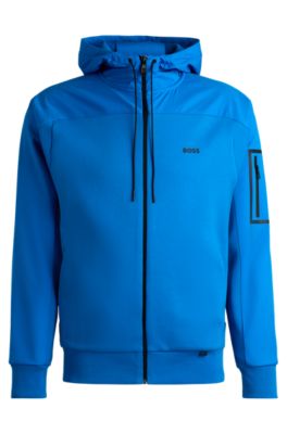 BOSS - Cotton-blend zip-up hoodie with decorative reflective logo