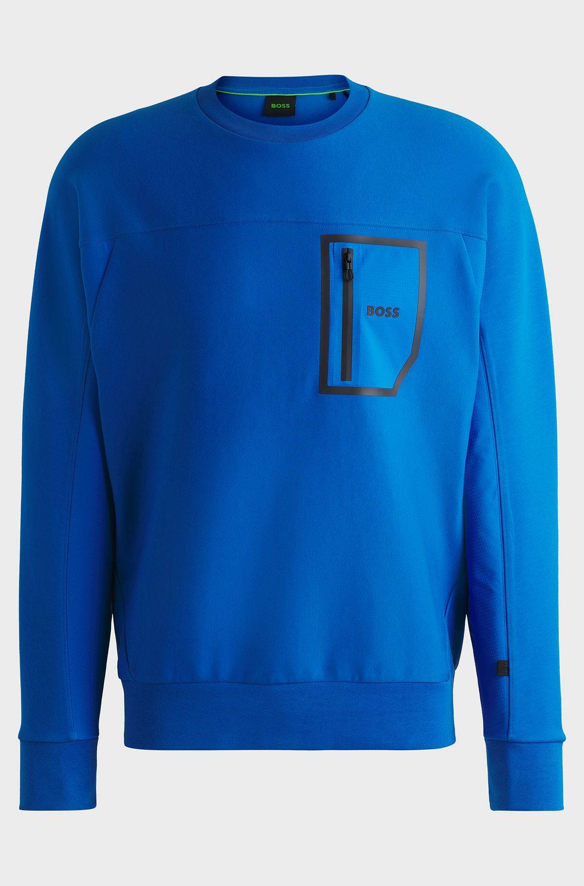 Cotton-blend sweatshirt with decorative reflective print, Blue