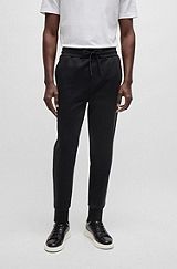 Cotton-blend tracksuit bottoms with contrast insert, Black