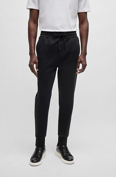 Cotton-blend tracksuit bottoms with contrast insert, Black