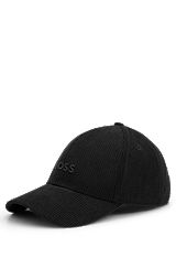Logo-embroidered cap in baby corduroy, Black