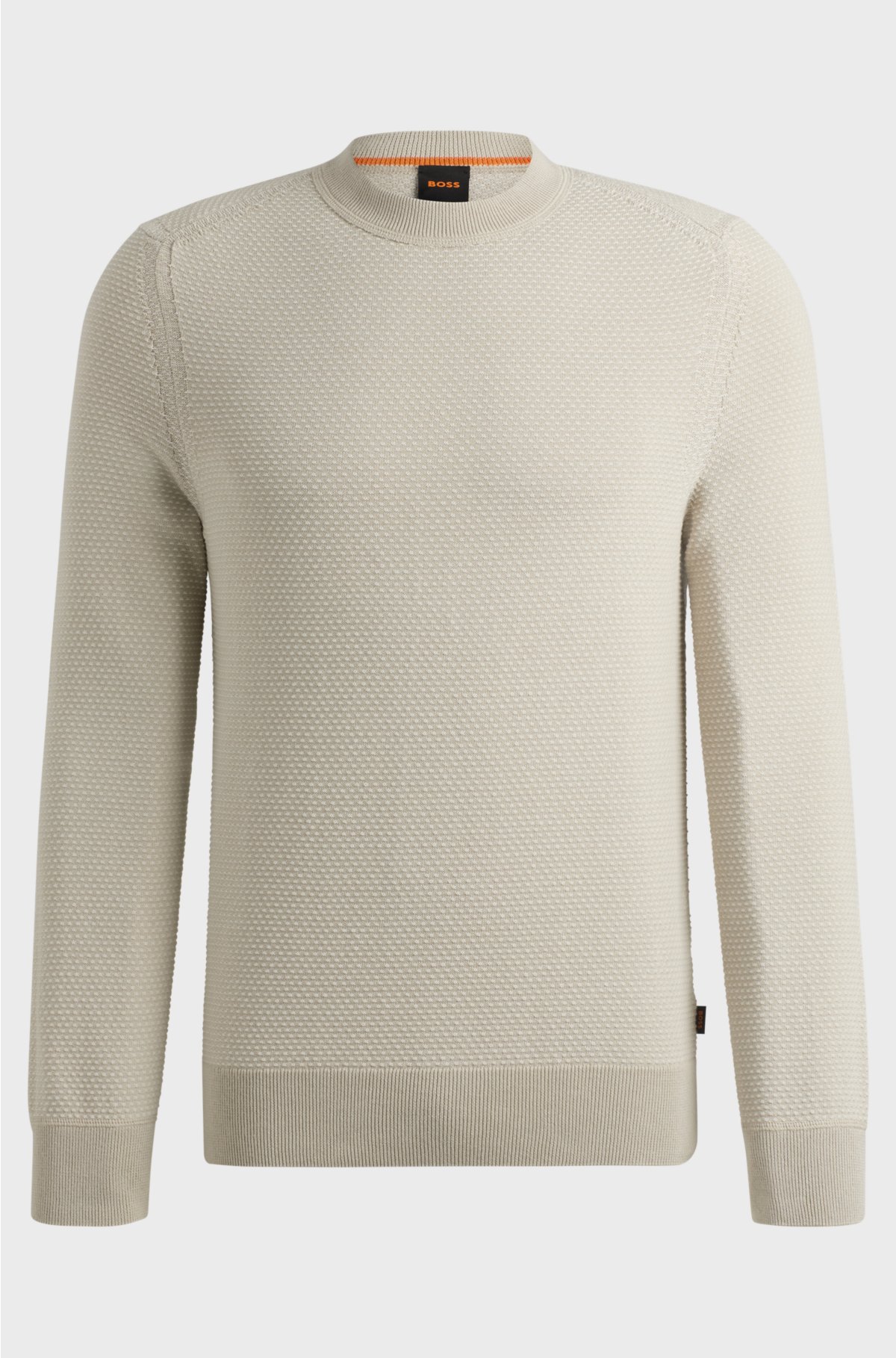 Cotton-blend sweater with two-tone structure, Natural
