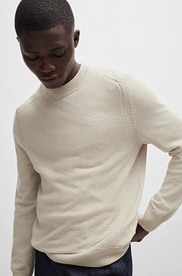 BOSS - Pullover aus Baumwoll-Mix mit zweifarbiger Struktur