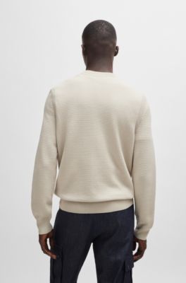 BOSS - Pullover aus Baumwoll-Mix mit zweifarbiger Struktur