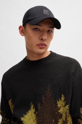 BOSS - Relaxed-Fit Pullover aus Baumwoll-Mix mit Wald-Muster in 