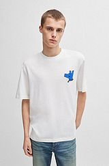 Cotton-jersey T-shirt with seasonal logo and crew neck, White