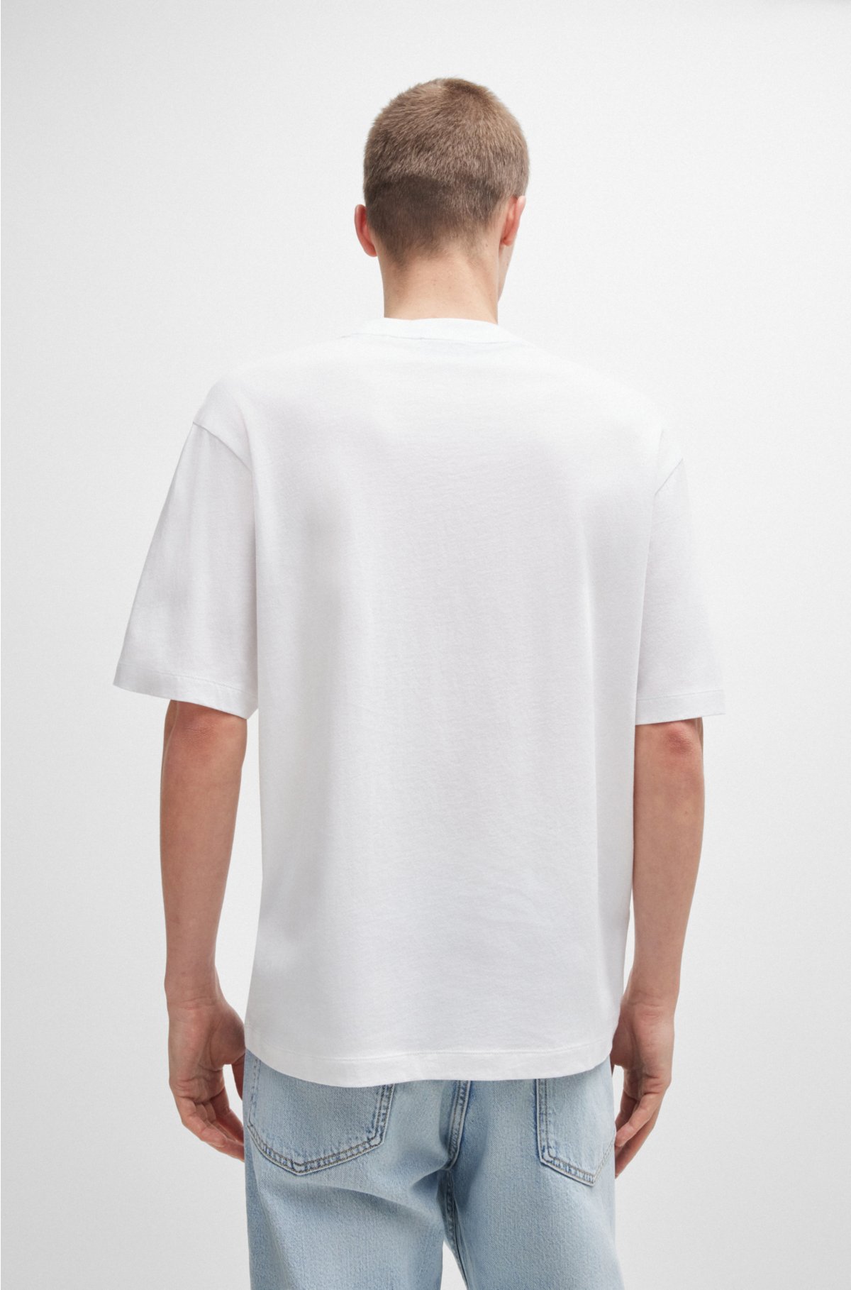 Cotton-jersey regular-fit T-shirt with logo artwork, White
