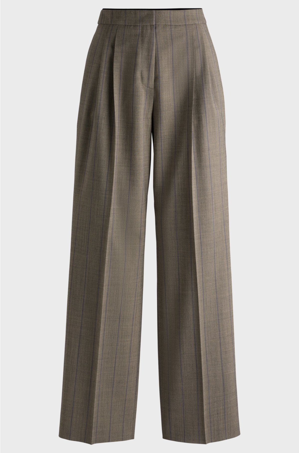 Relaxed-fit trousers with vertical stripes, Brown Patterned