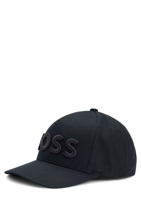 Cotton-twill cap with 3D embroidered logo, Black