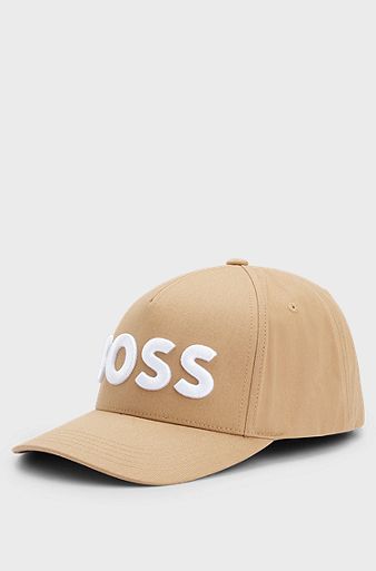 Cotton-twill cap with 3D embroidered logo, Beige