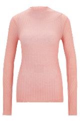 Wool-blend slim-fit sweater with side slits, light pink
