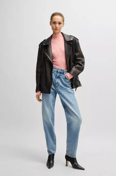 Wool-blend slim-fit sweater with side slits