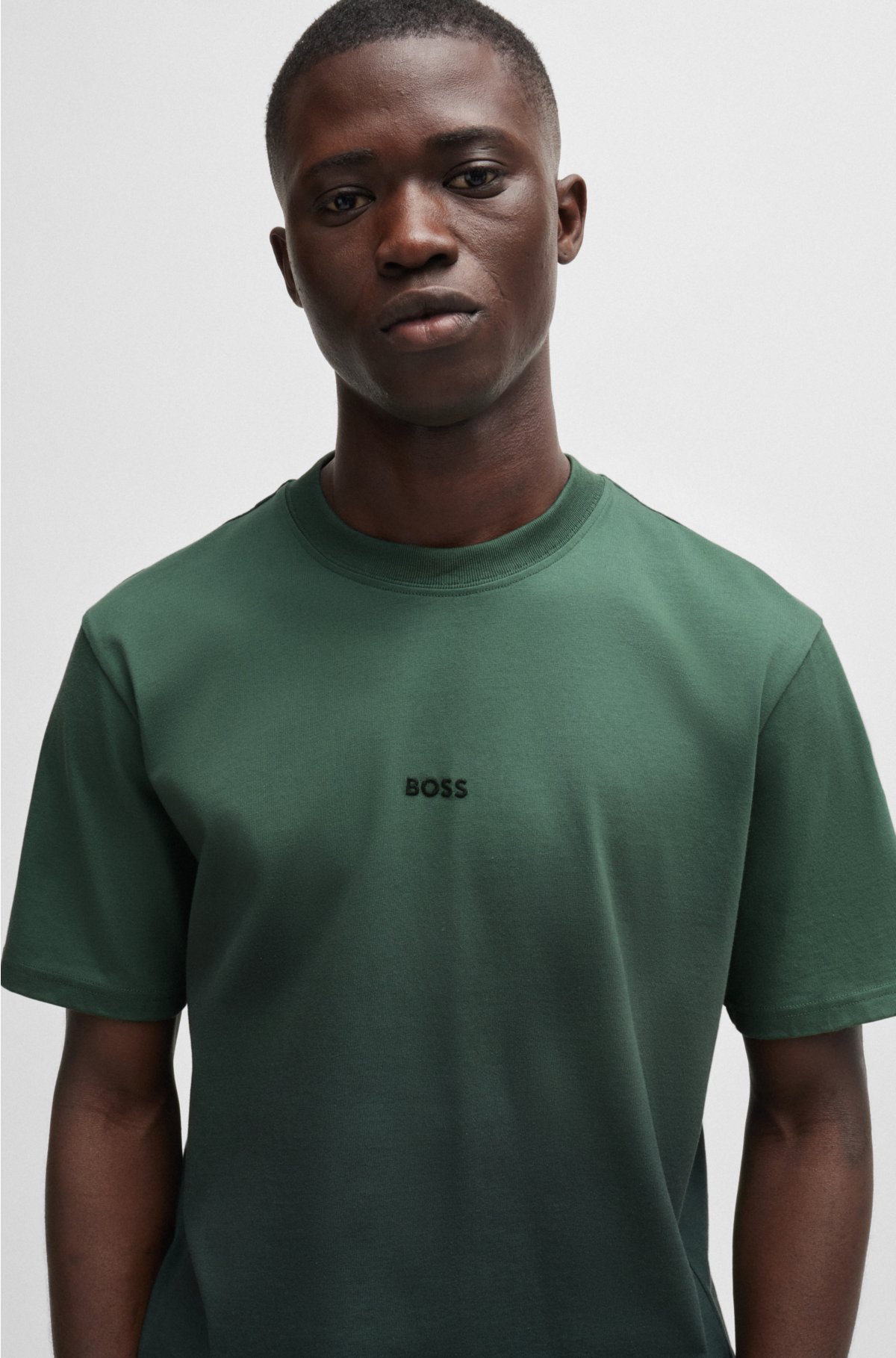 Cotton-jersey T-shirt with dip-dye finish, Green