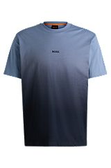 Cotton-jersey T-shirt with dip-dye finish, Light Blue