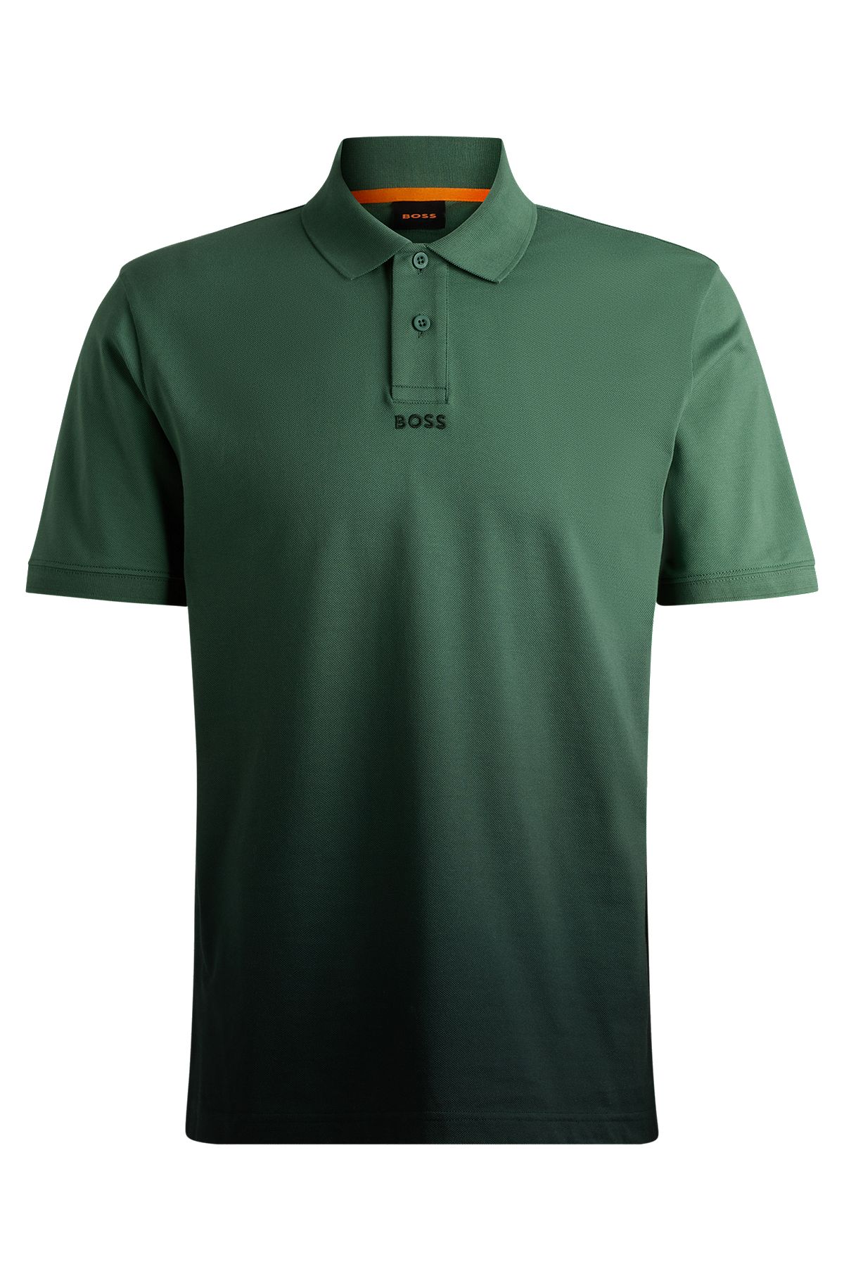 Cotton-piqué polo shirt with dip-dye finish, Green