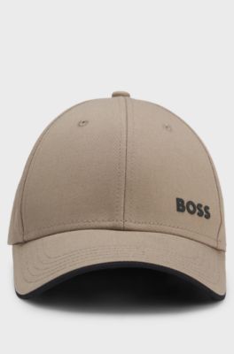 Cotton-twill cap with logo print, Beige