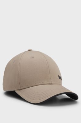 Cotton-twill cap with logo print, Beige
