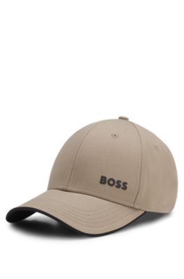 Cotton-twill cap with logo print, Beige