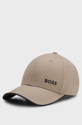 Cotton-twill cap with logo print, Beige