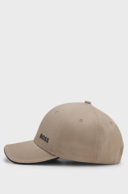 Cotton-twill cap with logo print, Beige