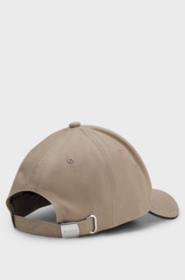 Cappellino in twill di cotone con logo stampato, Beige