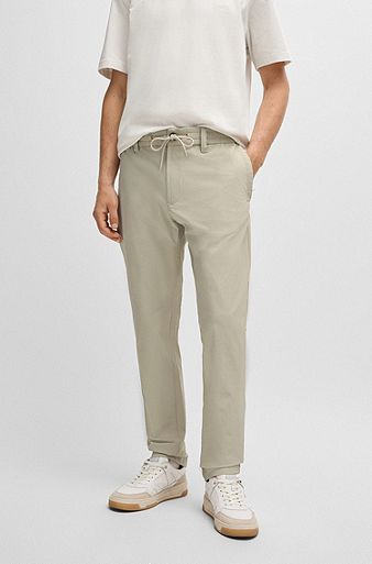 Tapered-fit chinos in technical-stretch material, Light Beige