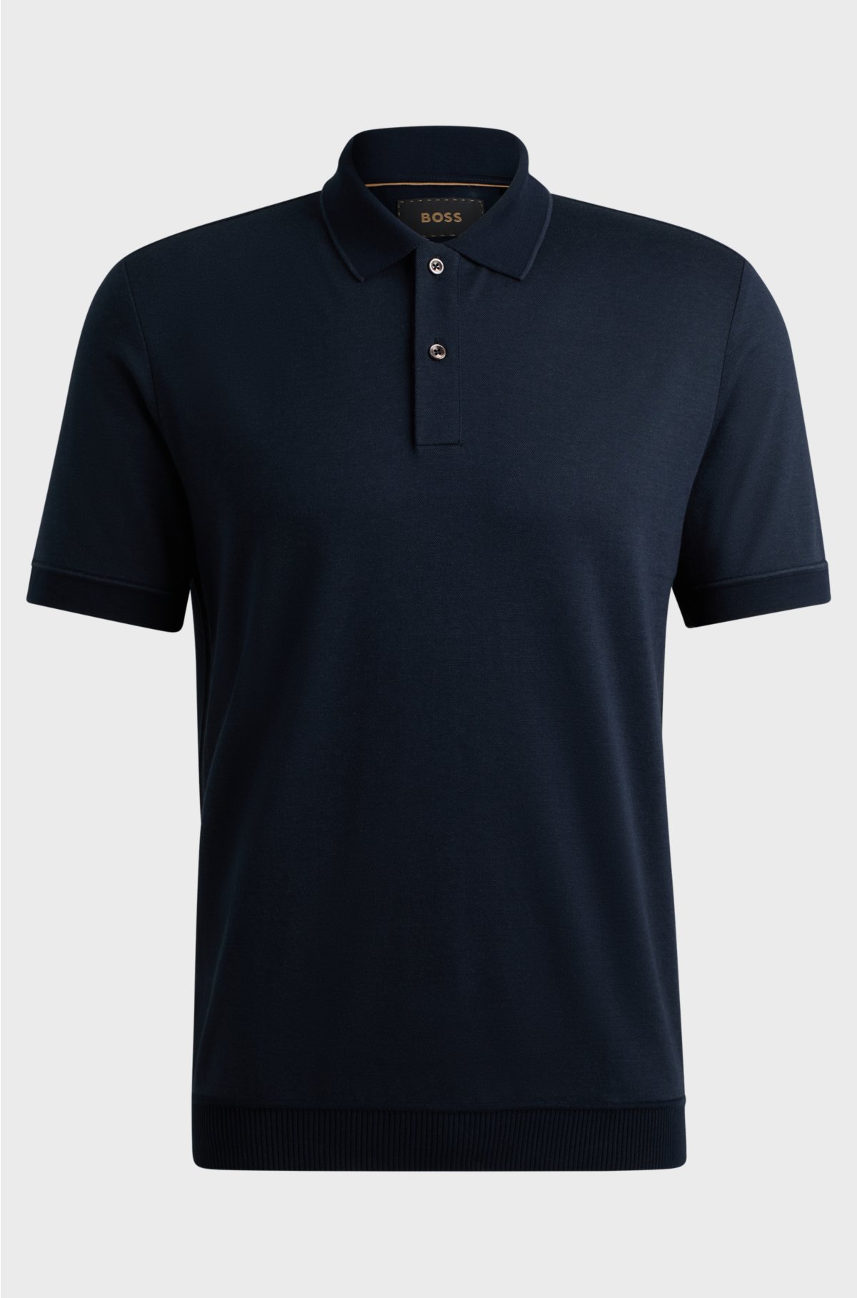 Regular-fit polo shirt in cotton and cashmere, Dark Blue