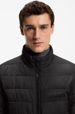 Wasserabweisende Jacke mit Logo-Detail, Schwarz