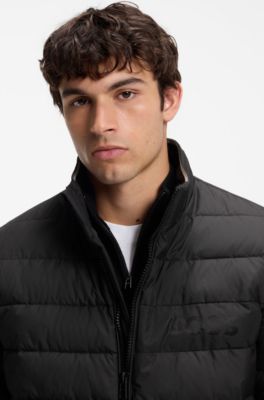 Water-repellent jacket with logo detail, Black