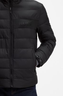 Chaqueta acolchada repelente al agua con logo tonal, Negro