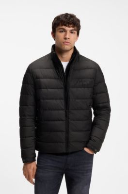 Water-repellent jacket with logo detail, Black