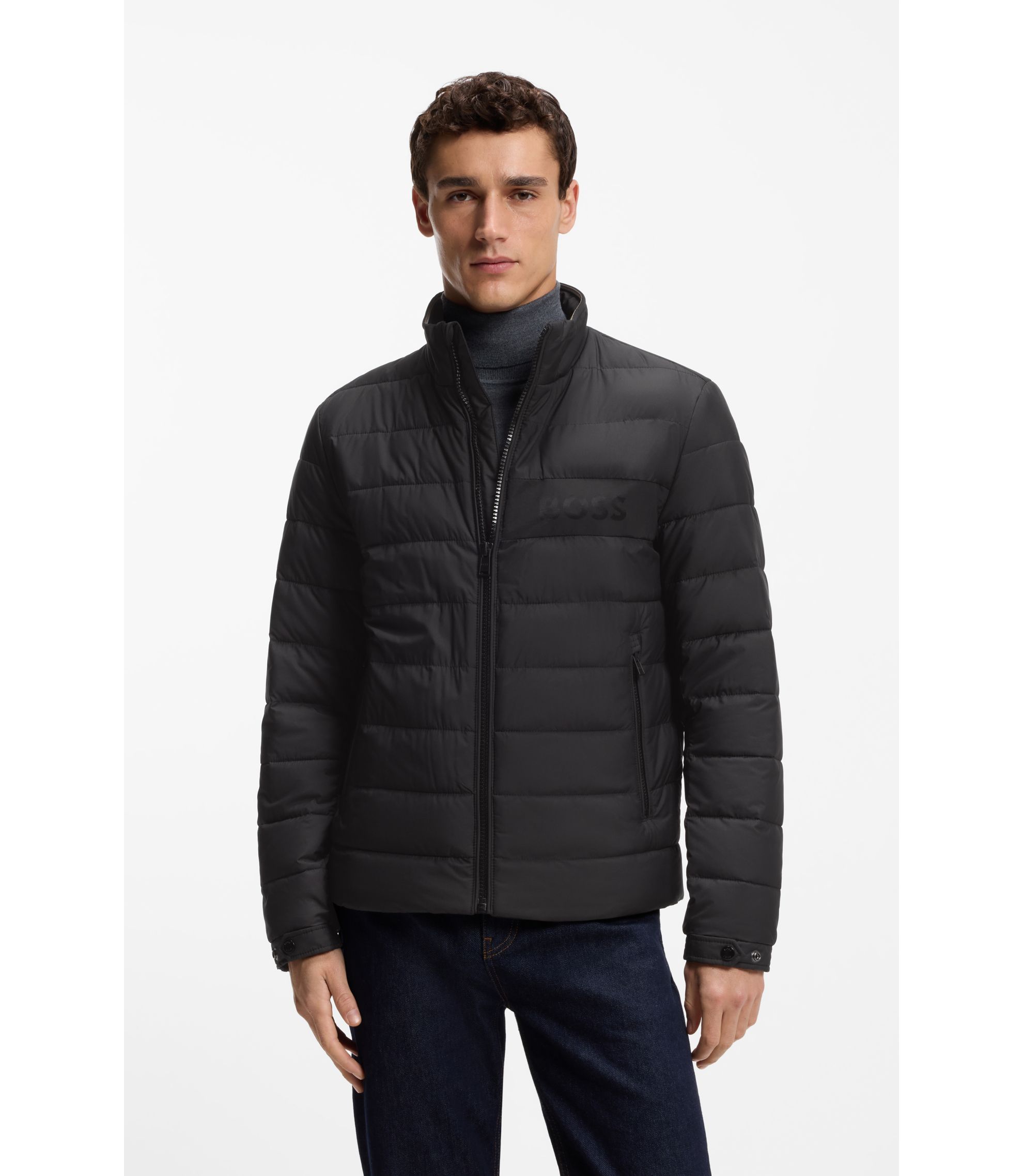 Wasserabweisende wattierte Jacke mit tonalem Logo