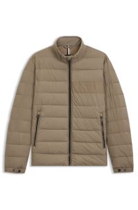 Water-repellent regular-fit jacket with logo detail, Light Brown