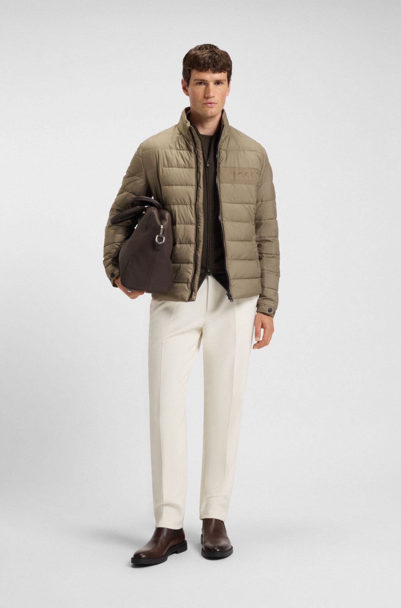 BOSS アイボリー パデッドジャケット BOSS アイボリー パデッドジャケット BOSS アイボリー パデッド