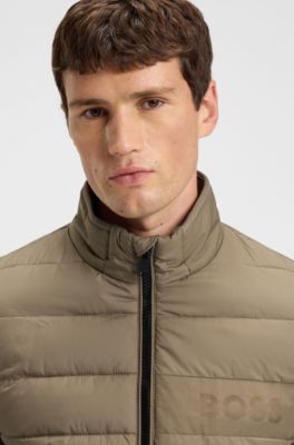 Chaqueta acolchada repelente al agua con logo tonal, Marr&oacute;n claro