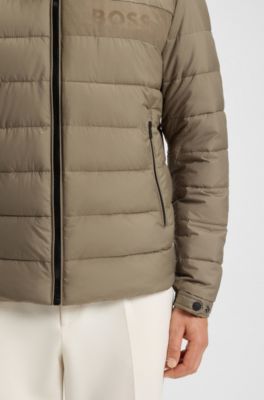 Water-repellent jacket with logo detail, Light Brown