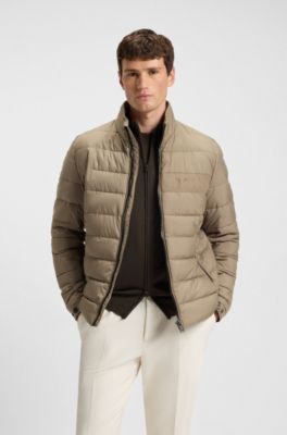 Chaqueta acolchada repelente al agua con logo tonal, Marr&oacute;n claro